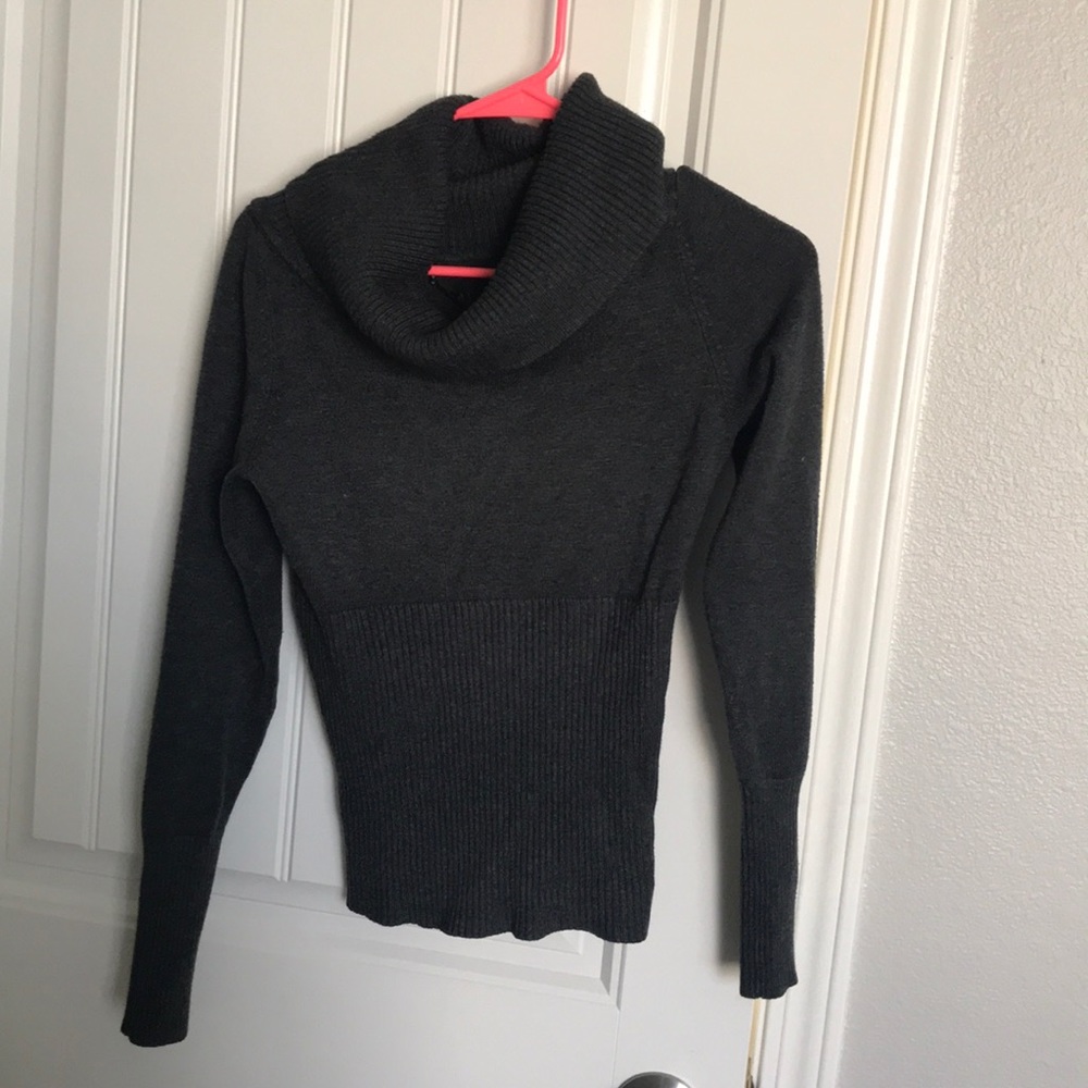 Gray turtleneck sweater